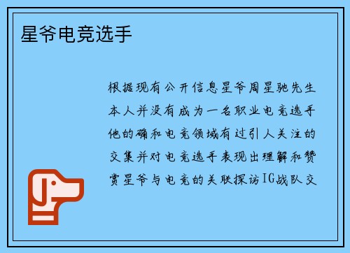 星爷电竞选手